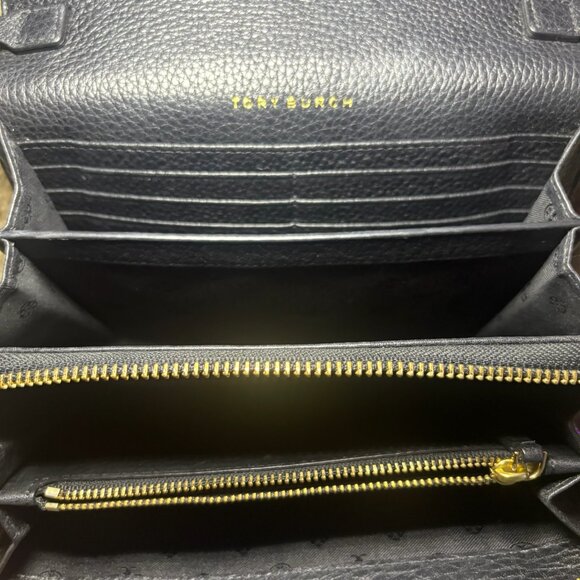 Tory Burch Black Pebbled Leather Crossbody Bag with Gold Accents - Picture 4 of 8